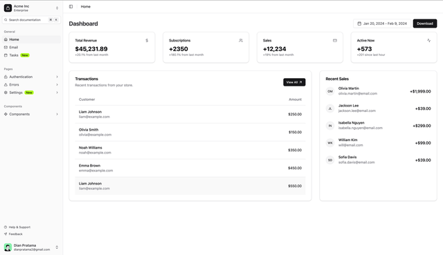 Nuxt Shadcn Dashboard